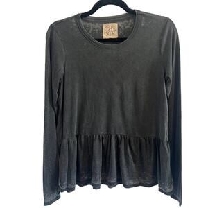 NWT Chaser M Crew Neck Peplum Tee Vintage Jersey M